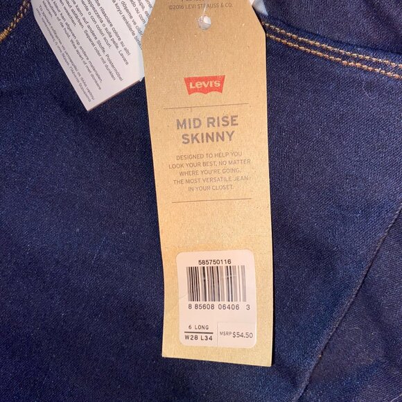 Levi’s Midrise Skinny Jeans, NWT, Size 6 Long / 28W and 34L - Picture 8 of 10
